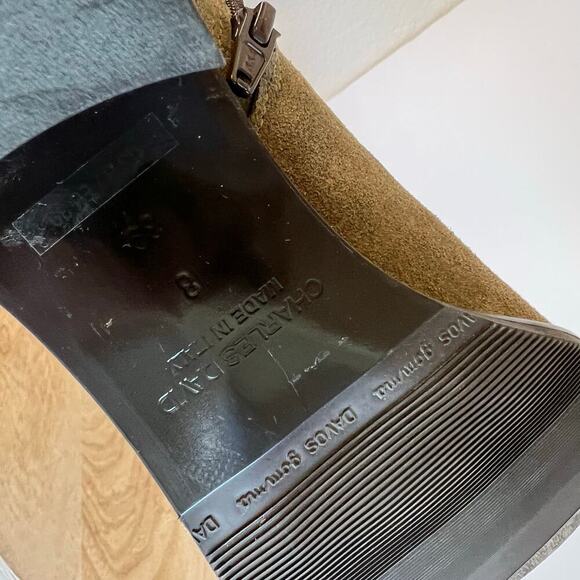 Charles David Italy Made Earth Tone Suede Leather Buckle Boot Size 39/8 - Picture 7 of 11